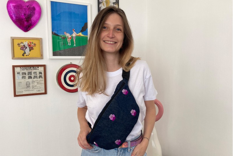 Banane brodée denim